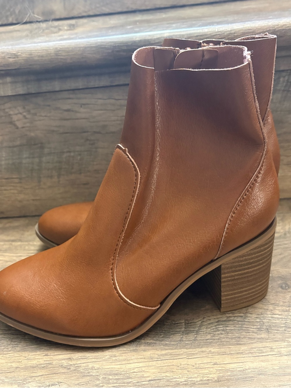 Universal Thread Cognac Tan Block Heel Ankle Booties